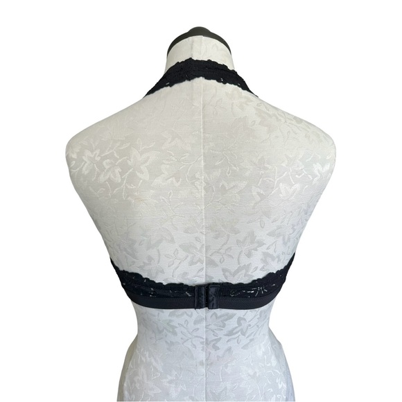 Aerie Lace Halter Bralette Lined Black Wireless Hook & Eye Close Size Large - Picture 3 of 13